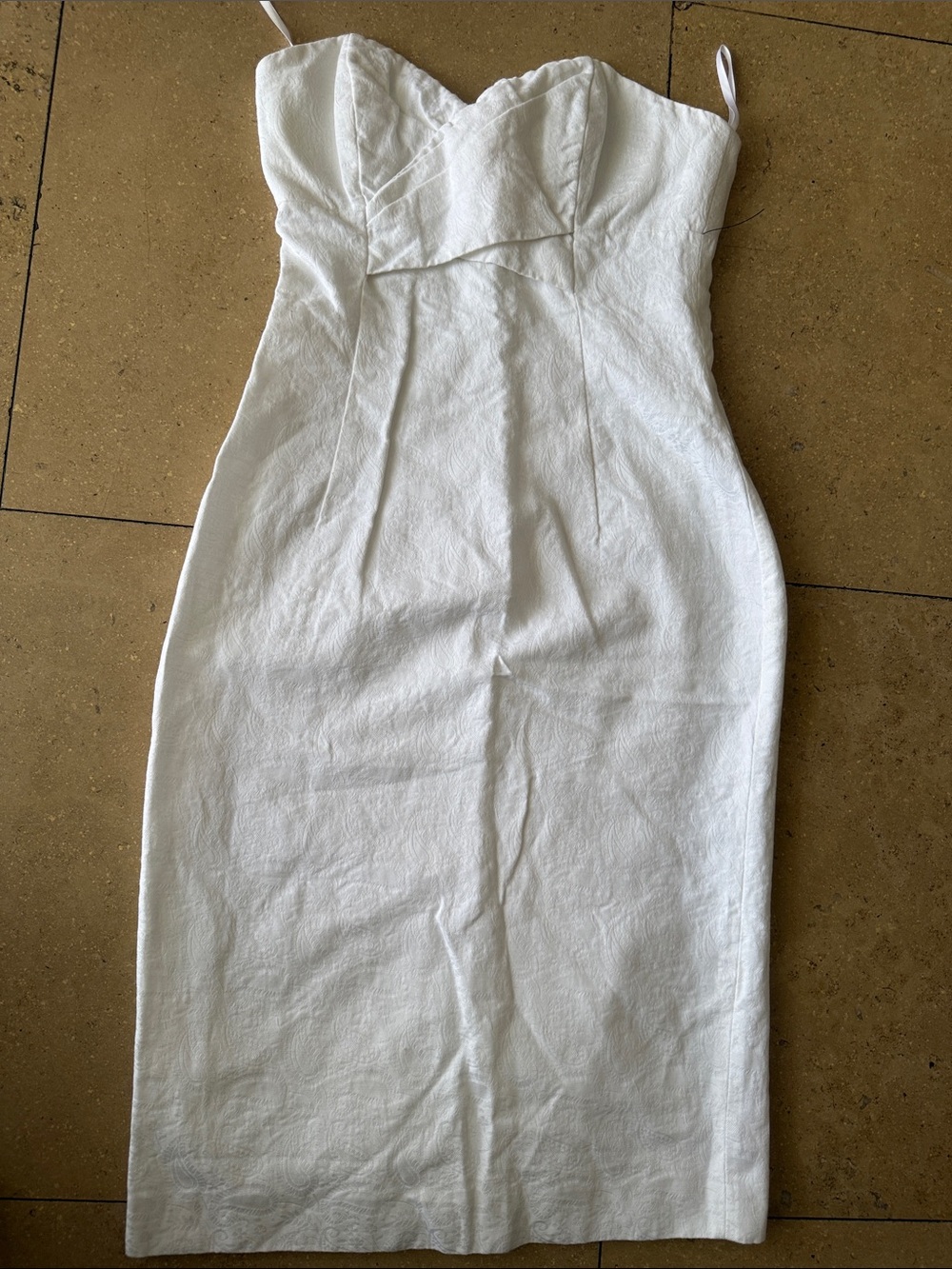 Michael Kors Collection White Strapless Sweetheart Midi Dress